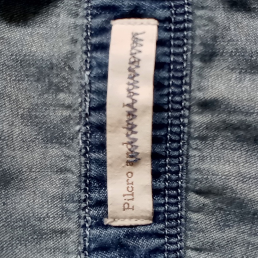Anthropologie Pilcro Femme Denim Chambray Wide Leg Crop Jumpsuit Size 4 - Picture 11 of 16